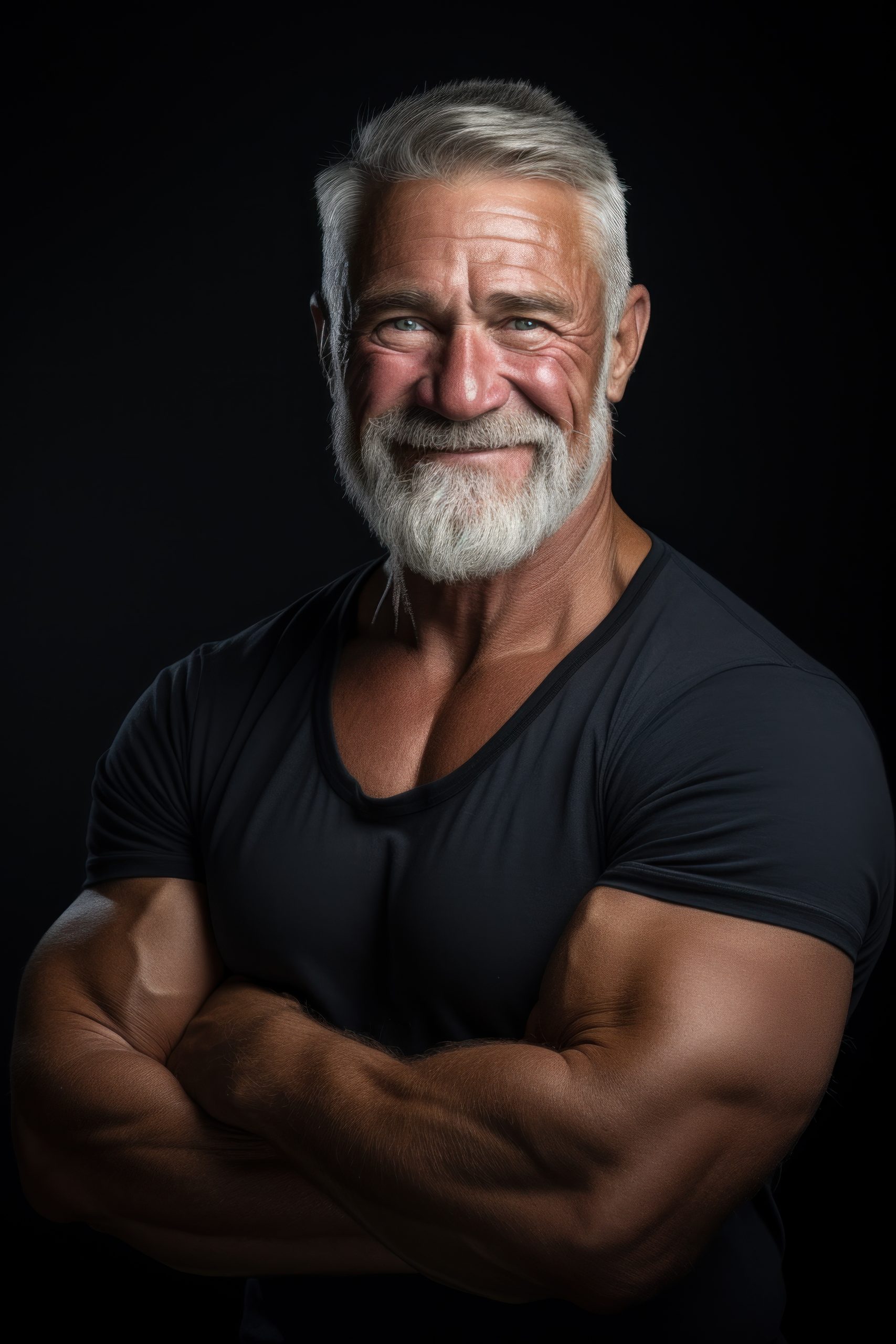 Confident elder person with muscular body fitness . AI Generated